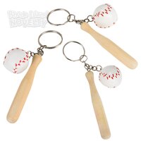 3" Wooden Bat W/Baseball Keychain