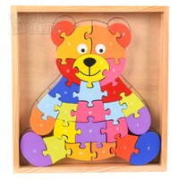 9" X 8.25" Wooden Bear Letter Puzzle