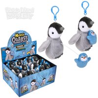3.5" Mighty Quakes Baby Penguin Backpack Clip 12ct