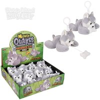 3.5" Mighty Quakes Wolf Backpack Clip 12ct