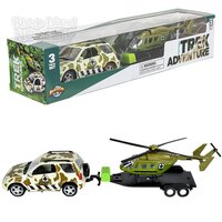 Northern Trek Diecast 4 X 4 Rover And Helicopter