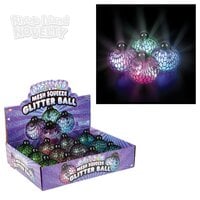 3" Light-Up Mesh Squeeze Glitter Ball