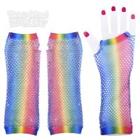 Rainbow Fishnet Fingerless Long Glove