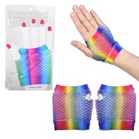 Rainbow Fishnet Fingerless Wrist Glove