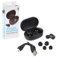 Black Wireless Ear Phones With Charging Case