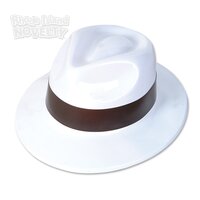 White Gangster Hat With Band