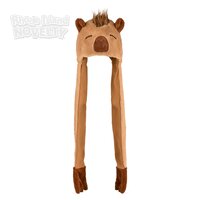 Plush Capybara Hoodie Scarf Hat 35"