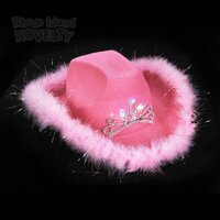 Light-Up Tiara Pink Cowgirl Hat With Feathers