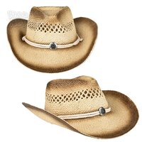 Vented Tea Stained Straw Cowboy Hat