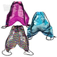 Flip Sequin Mermaid Tail Drawstring Backpack 12 X 10"