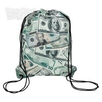 Money Print Drawstring Backpack 16 X 13"