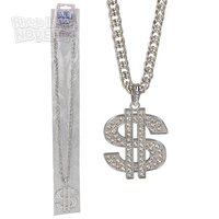 Dollar Sign Necklace Silver 30"