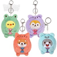 4" Plush Dressed Animals Backpack Clip On