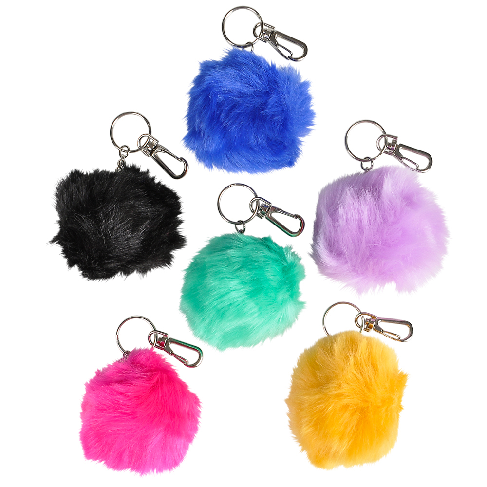 Furry Pom Pom Clip-On Keychains 3