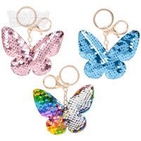 3" Flip Sequin Butterfly Keychain