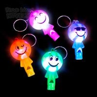 2" Light-Up Smiley Face Whistle Keychain