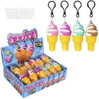 4" Squish Ice Cream Cone Backpack Clip 24pcs/Display