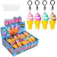 4" Squish Ice Cream Cone Backpack Clip 24pcs/display