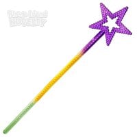 12" Mardi Gras Tri-Color Metallic Star Wand