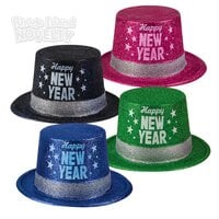11" Happy New Year Glitter Top Hat