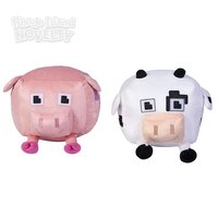 16" X 11" Pixel Cow And Pig Plush