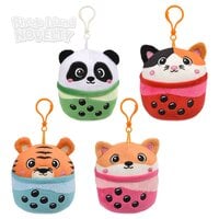 4" Bubble Tea Animal Backpack Clip
