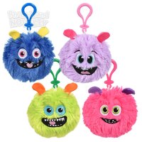 3.5" Furry Monster Balls Backpack Clip