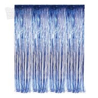 Blue Foil Fringe Curtain 36"x96"