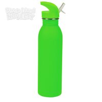 24oz Stainless Steel Rubber Coated Neon Green Bottle
