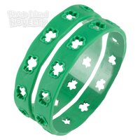 St.Patrick's Day Cutout Shamrock Rubber Bracelet (24pc/un)