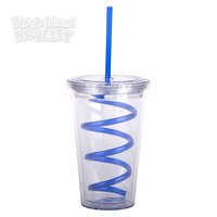 Xxx- Cup W/ Spiral Straw 16oz. - Blue   24/13