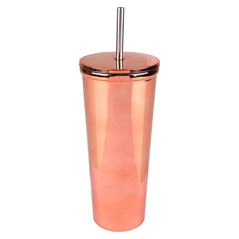Xxx- Double Wall Tumbler W/ Lid And Straw 24 Oz. - Rose Gold