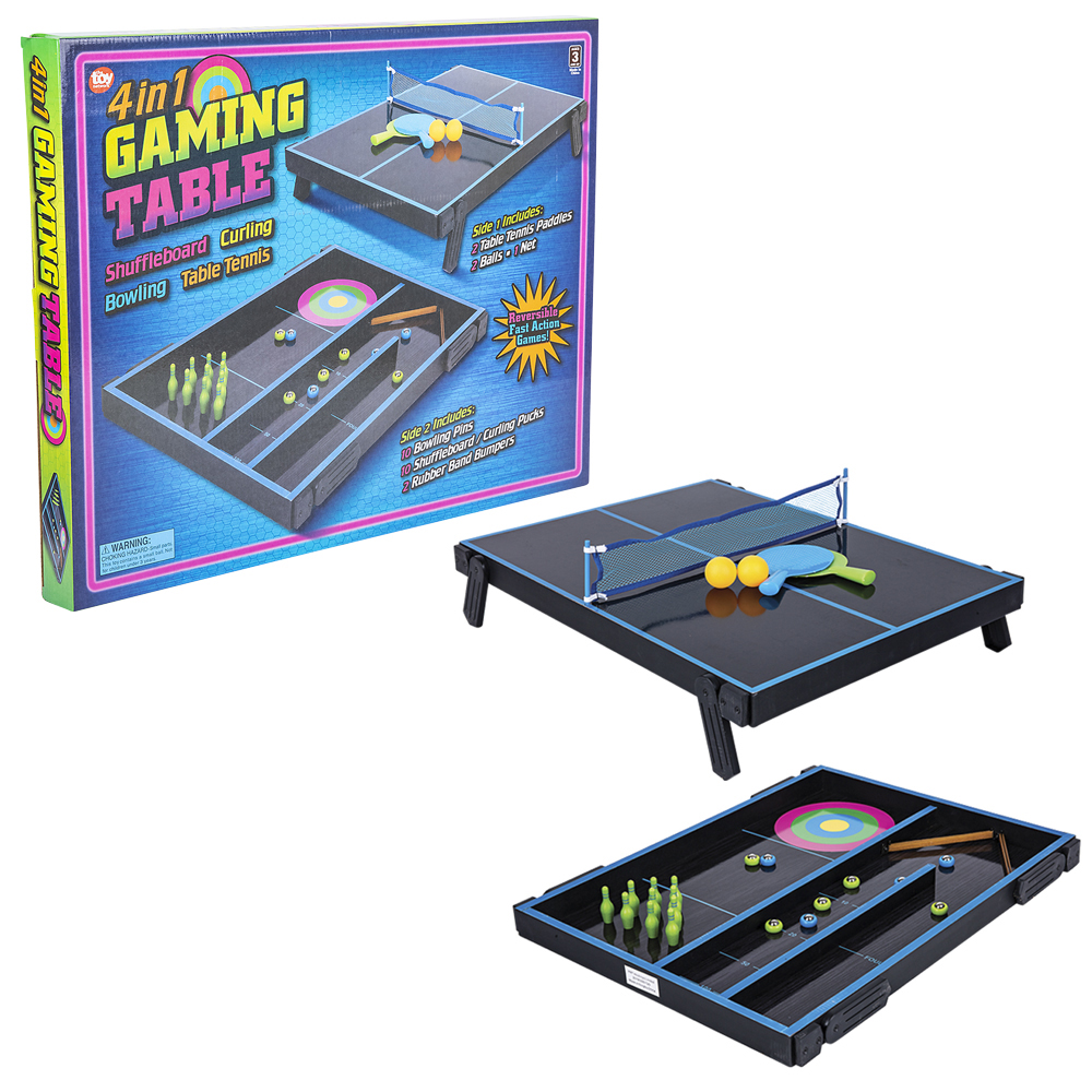 4-in-1 Multi Games Table Tabletop Shuffleboard, Curling, Bowling, Table  Tennis