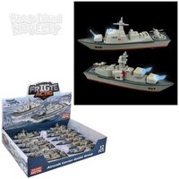 7.25" Diecast Pull Back Frigate With Light And Sound