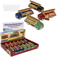 5" Diecast Pull Back 1949 Ford Woody Wagon With Surfboard