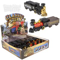 10" Steam Engine Locomotive Die-Cast Pull Back 6pc/Disp