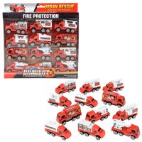 3" Pull Back Plastic Fire Fighter Vehicle Set