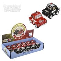2" Diecast Pull Back VW Mini Police And Firefighter Cars