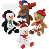 8" Christmas Plush Characters With Scarf