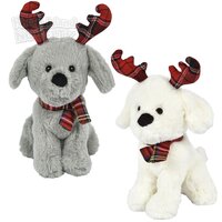 8" Dog With Antler Plush