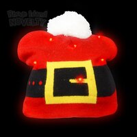 Santa Belt Light-Up Beanie Hat