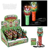 Light Up Xmas Reindeer Mini Spinning Wand Necklace 4.75"