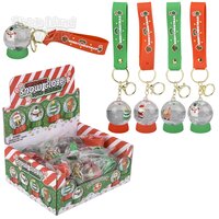 2" Christmas Liquid Snow Globe Wristlet Clip On