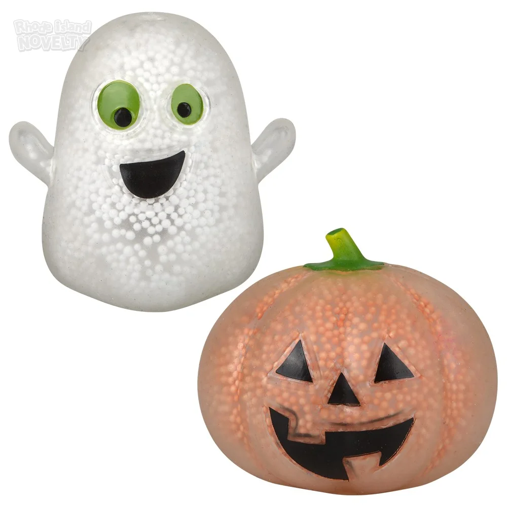 Light Up Squish Bead Jack O Lantern And Ghost Asst 3 4549