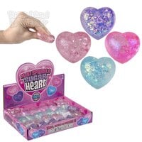 Mini Squeezy Sparkle Sugar Heart 1.5" 24 Ct