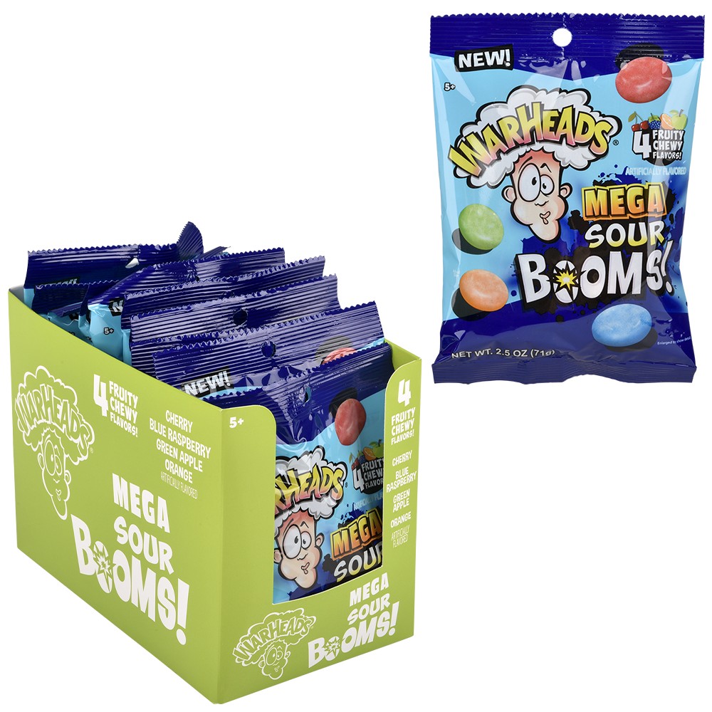 Warheads Sour Boom Fruit Chews Peg Bag 